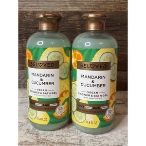 2× Beloved Mandarin & Cucumber Bath Gel 11.8 oz | Vegan Holiday Gift Set 🍊